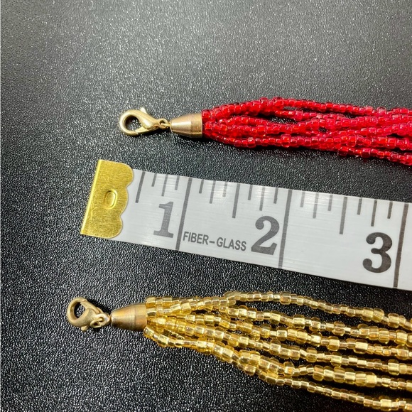 Vintage Elegant Red and Gold Glass Beaded Necklaces - Picture 10 of 11